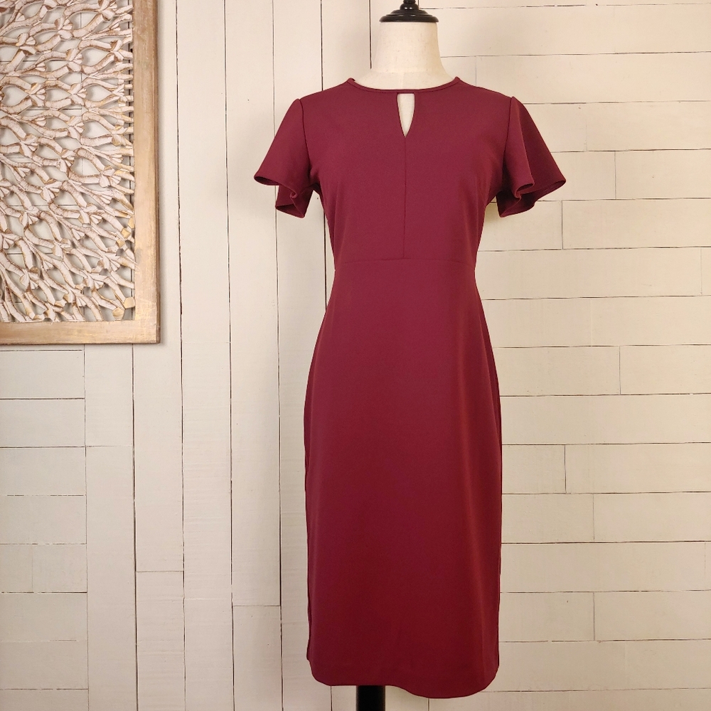 Banana Republic Burgundy Keyhole Sheath Dress Size 4P